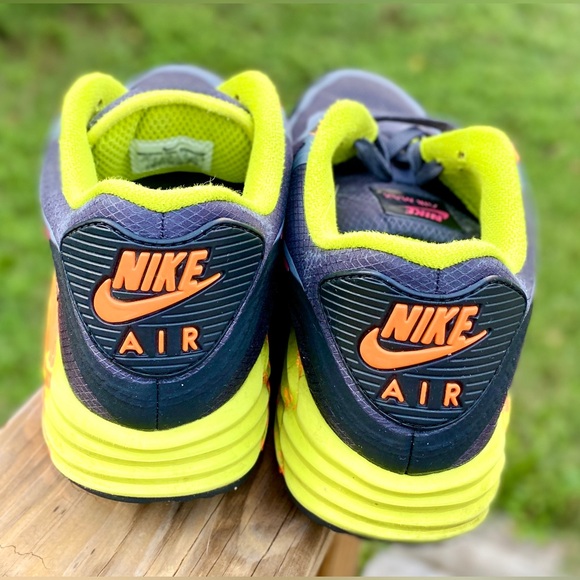 Nike Air Max Lunarlon Trainers Shoes Grey Orange  size 10.5 - Picture 5 of 17